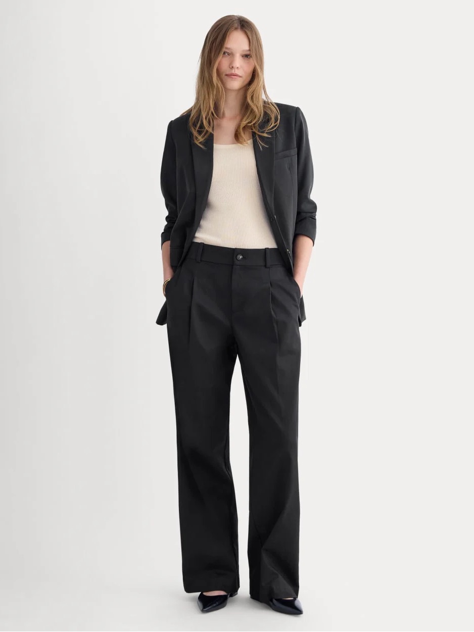 Everlane The Wide-Leg Trouser In Buttersmooth Black Size 16 Long Nwt
